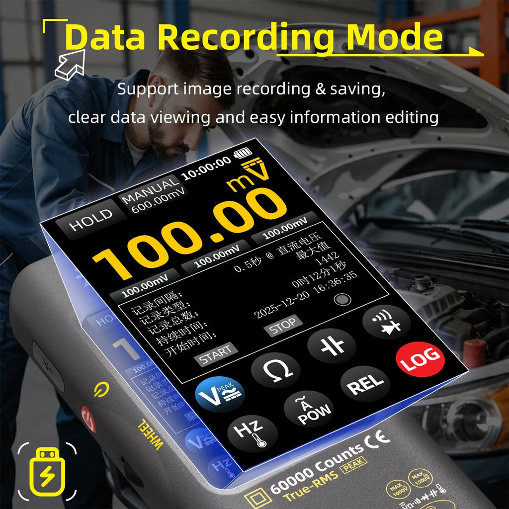 BSIDE S600A data recording mode with a live graph on screen